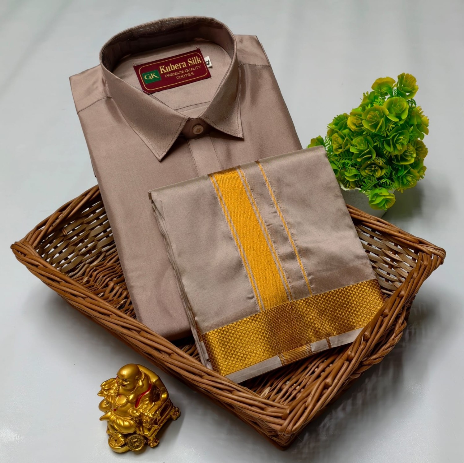 Wedding Pattu Dhoti Shirt
